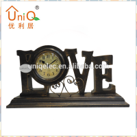 Love decorate mantel wood wall clock mdf